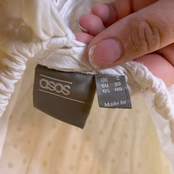 ASOS Eyelet Mini Dress Halter Front Open Back Size 00 White - Picture 3 of 9